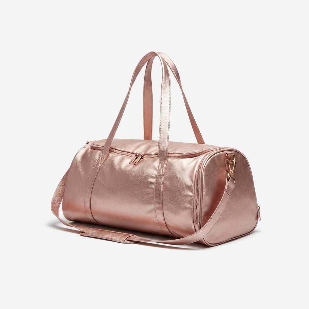 Women's Leather Gym Bag Rose Gold