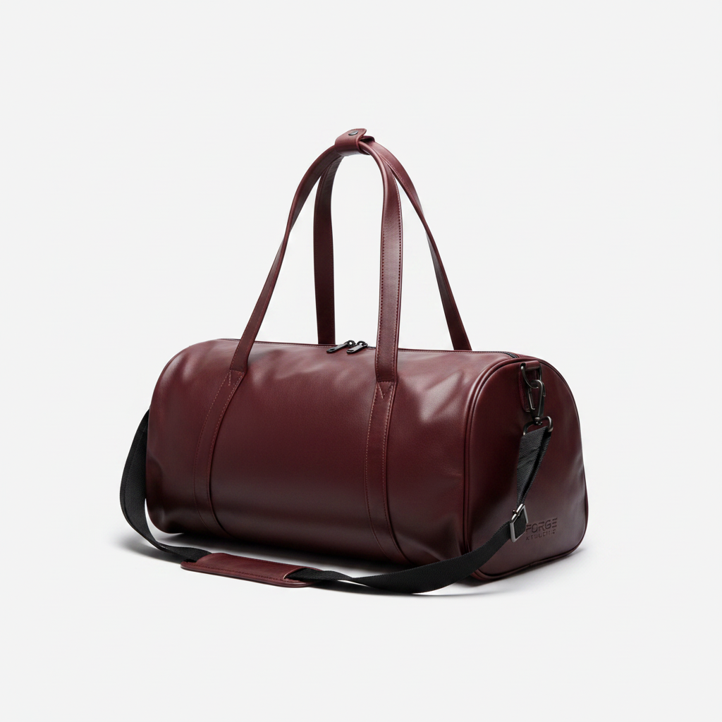 Men's Leather Gym Bag Burgundy