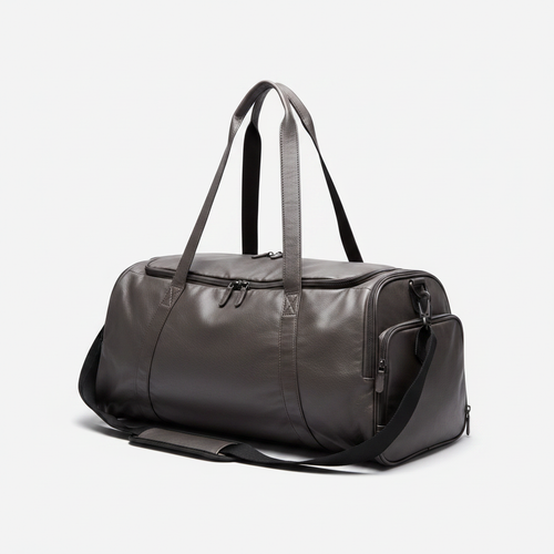 Men's Leather Gym Bag Charcoal