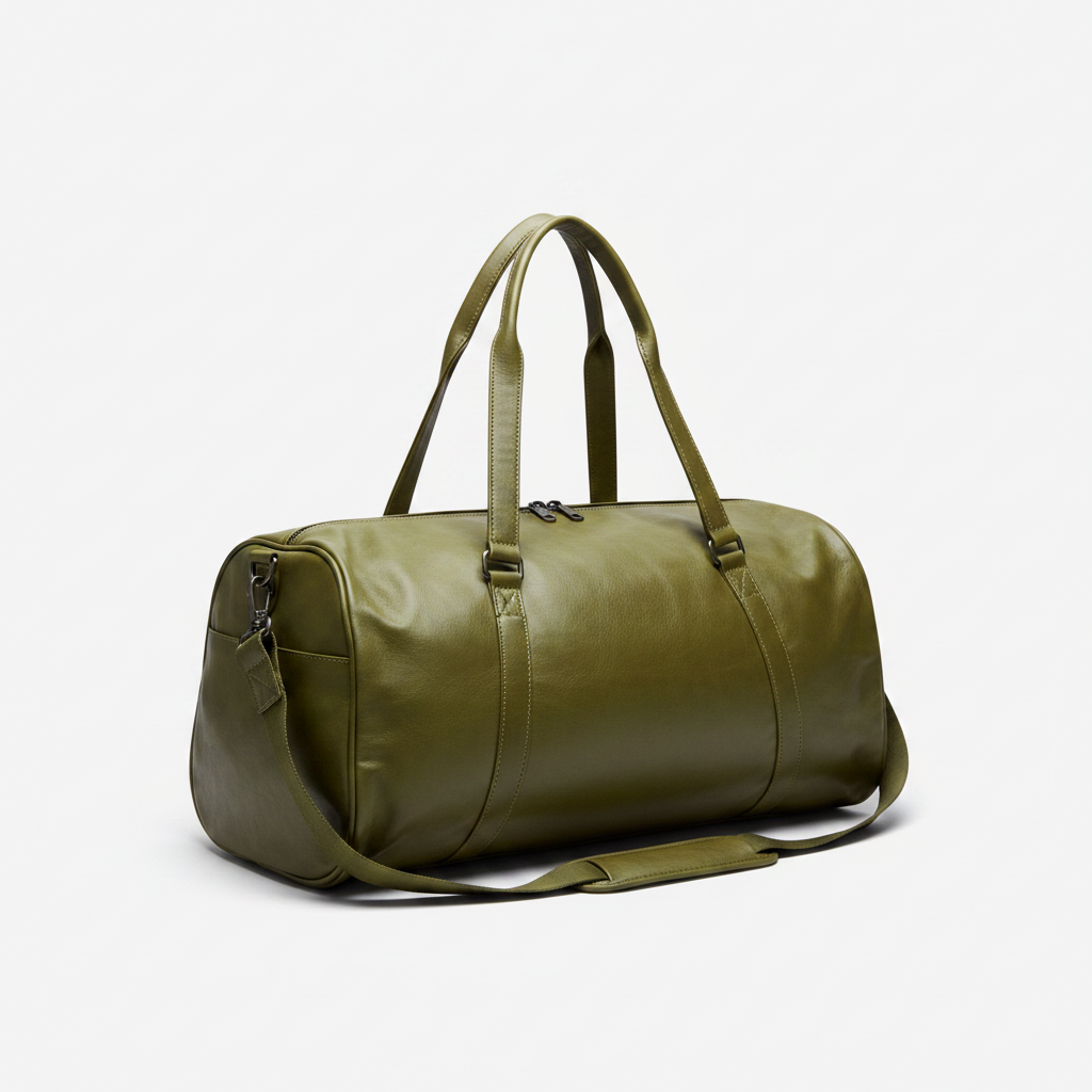 Men's Leather Gym Bag Olive Green