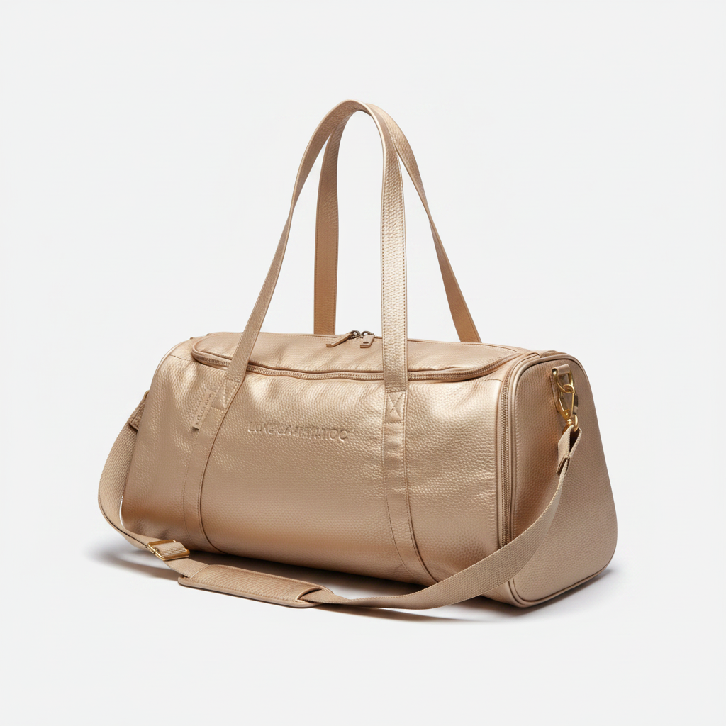 Women's Leather Gym Bag Champagne