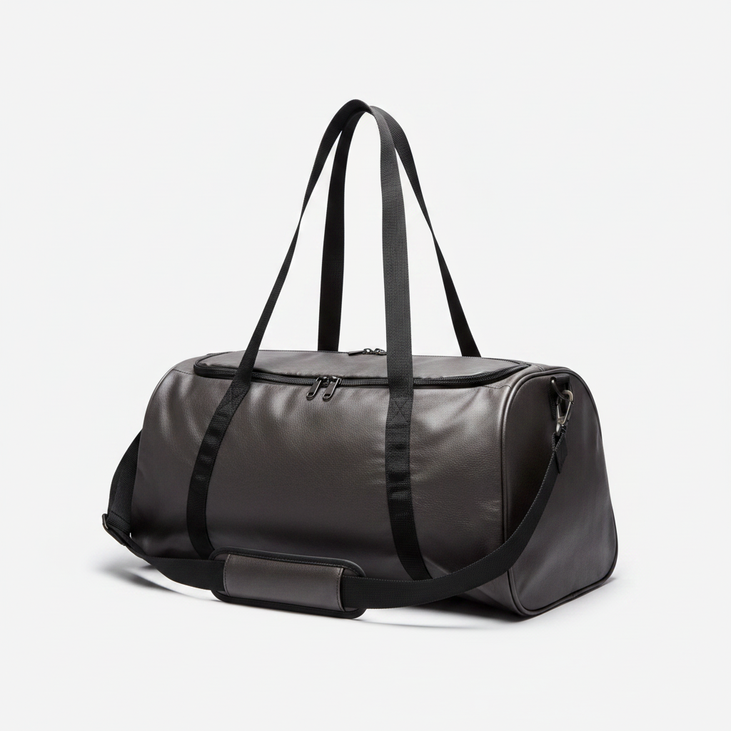 Men's Leather Gym Bag Graphite