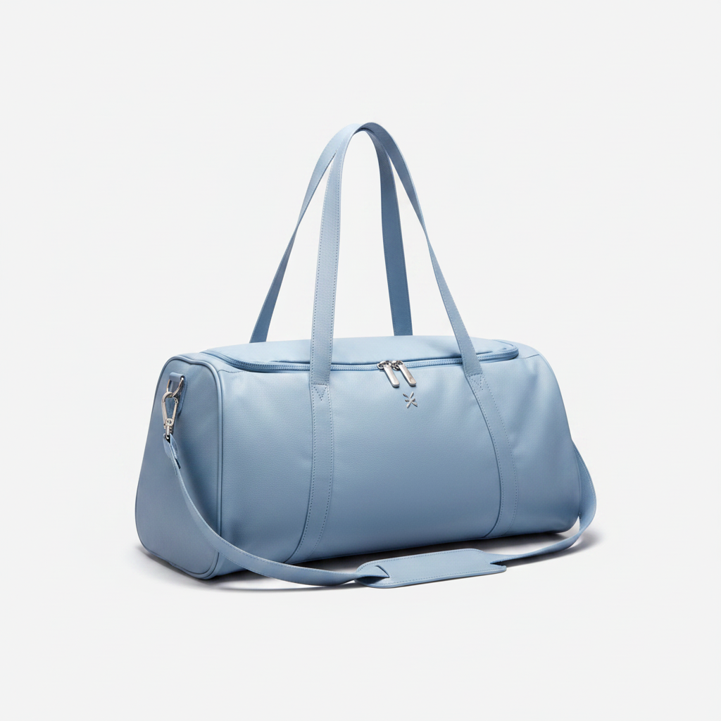 Women's Leather Gym Bag Baby Blue