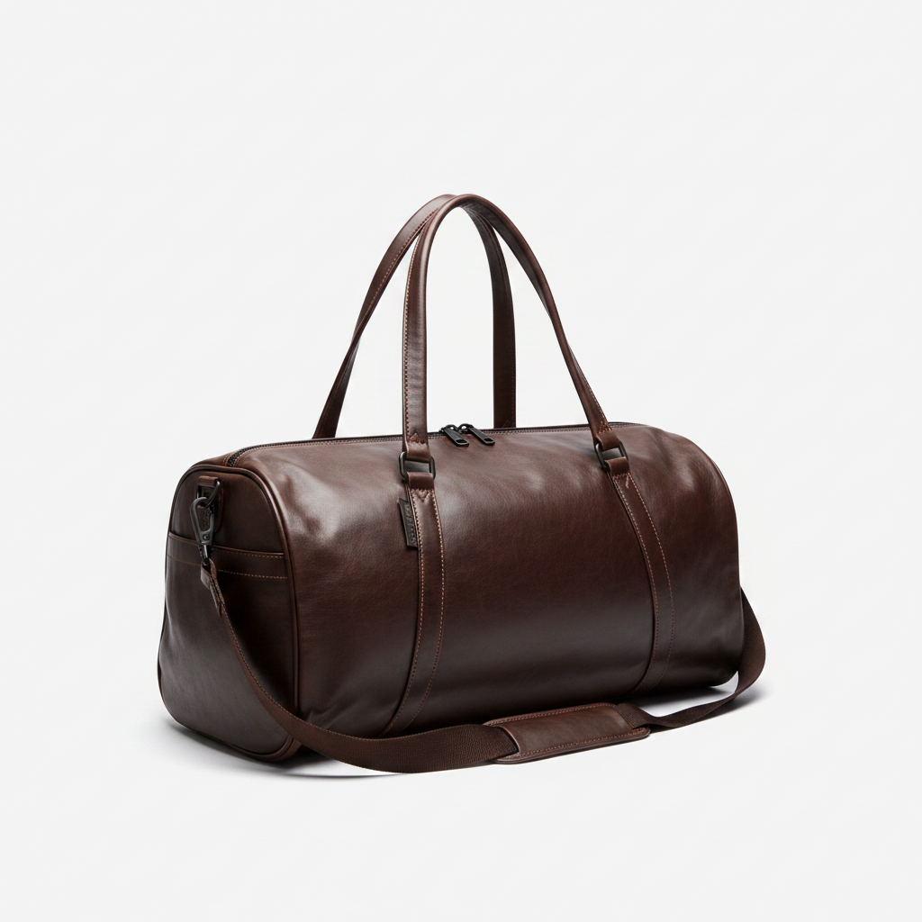 Men's Leather Gym Bag Dark Brown