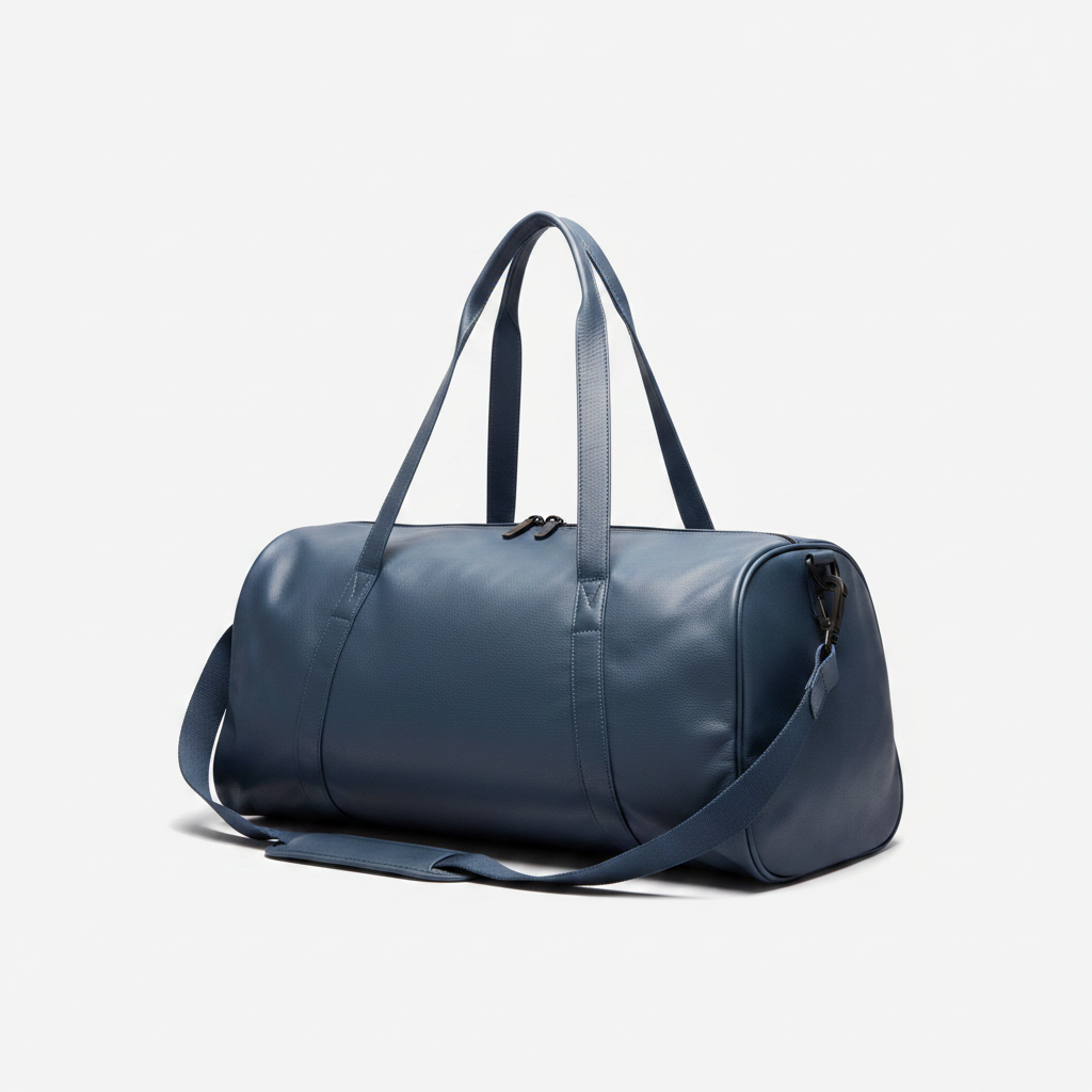 Men's Leather Gym Bag Steel Blue