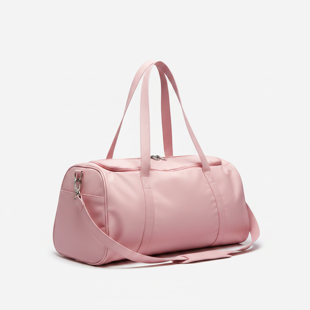 Women's Leather Gym Bag Powder Pink