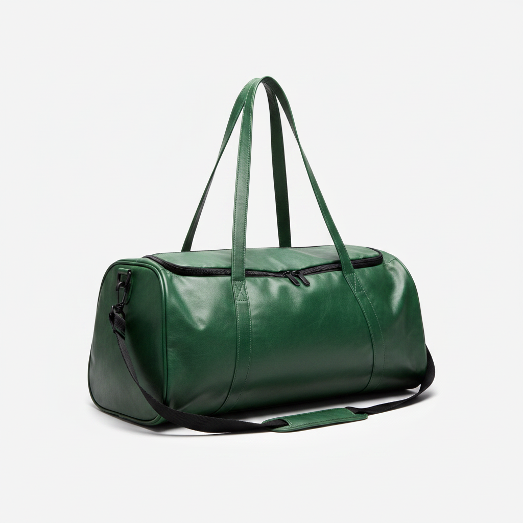 Men's Leather Gym Bag Forest Green