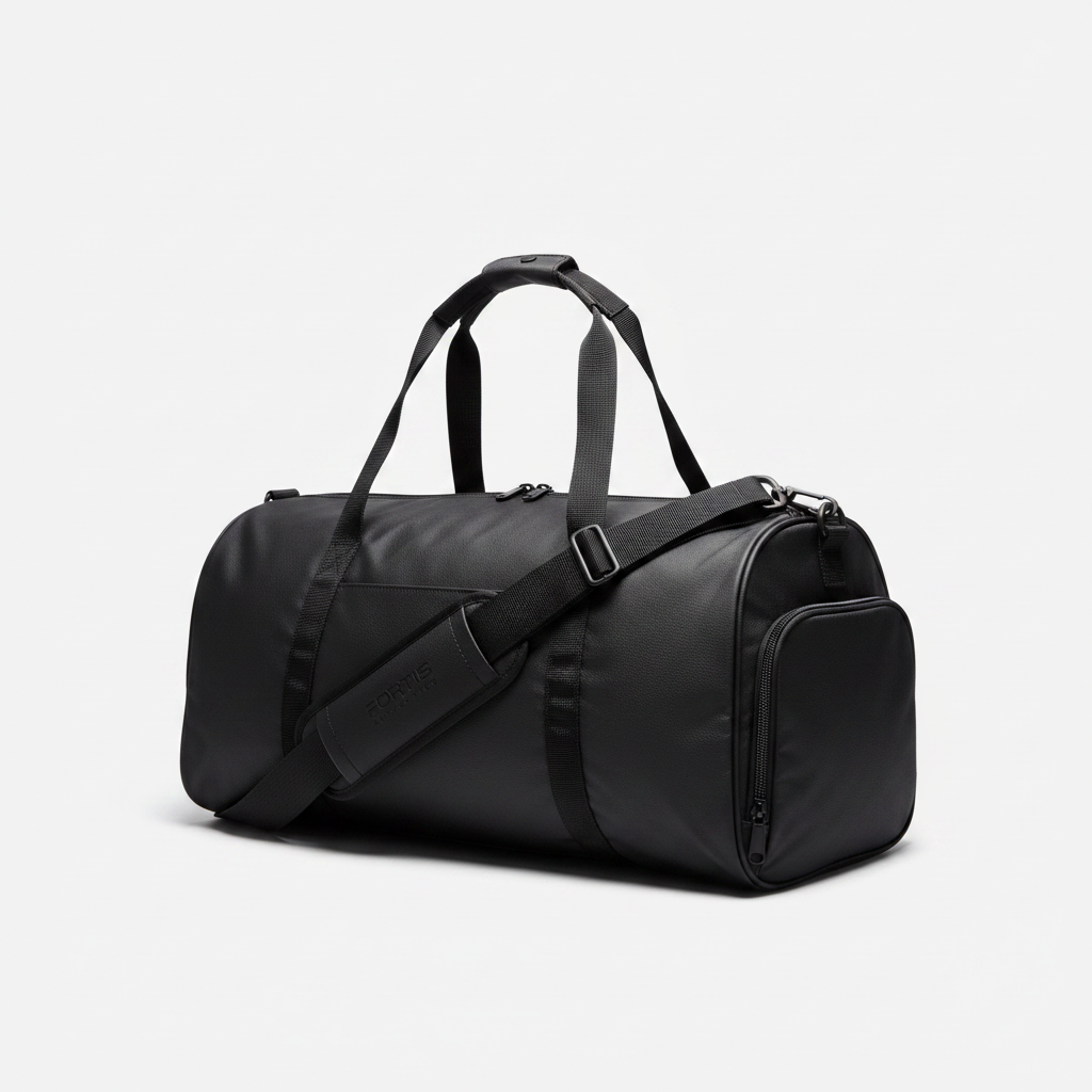 Men's Leather Gym Bag Matte Black