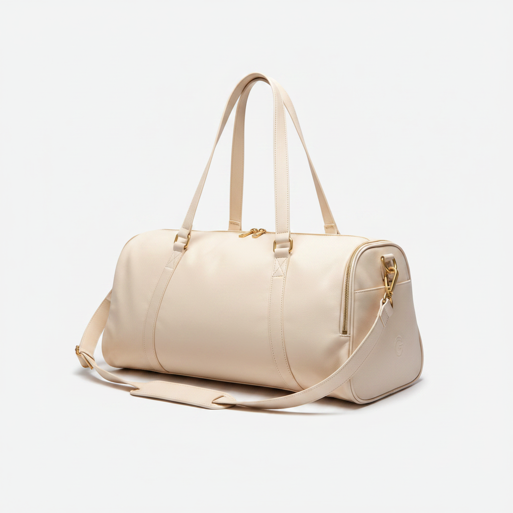 Women's Leather Gym Bag Cream
