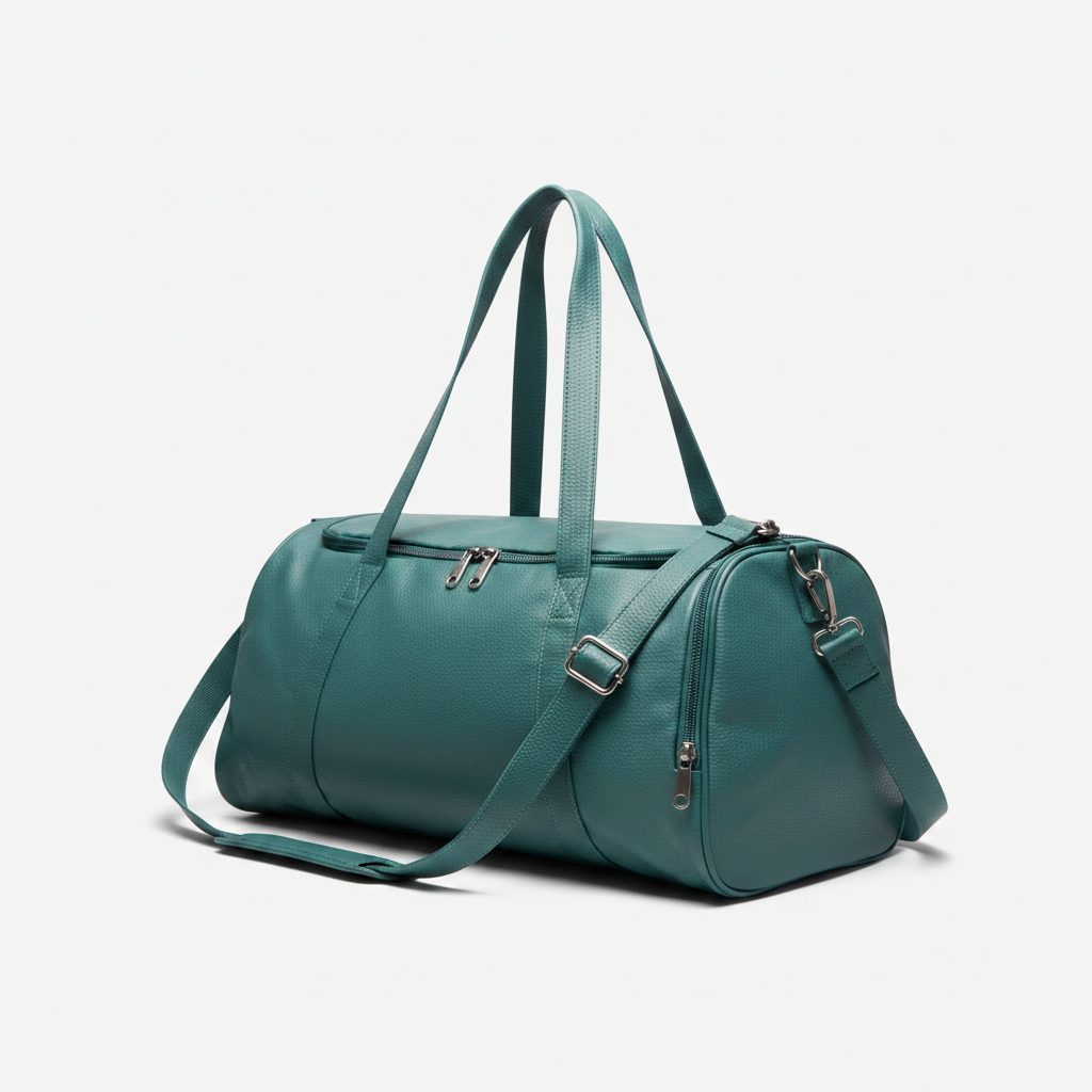 Women's Leather Gym Bag Soft Teal